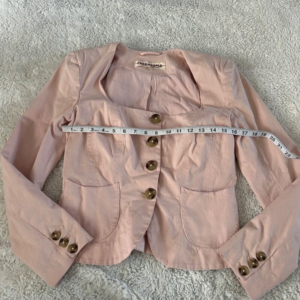 Free People Womens Dusty Pink Sz XS Boho Indie Cotton Blazer Soft Cottage Core - Picture 3 of 6